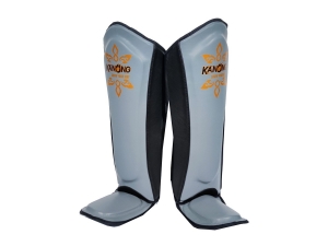 Kanong Real Leather Shin Pads : Black/Grey